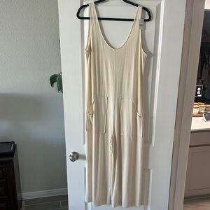 LOFT Ivory Sleeveless Jumpsuit